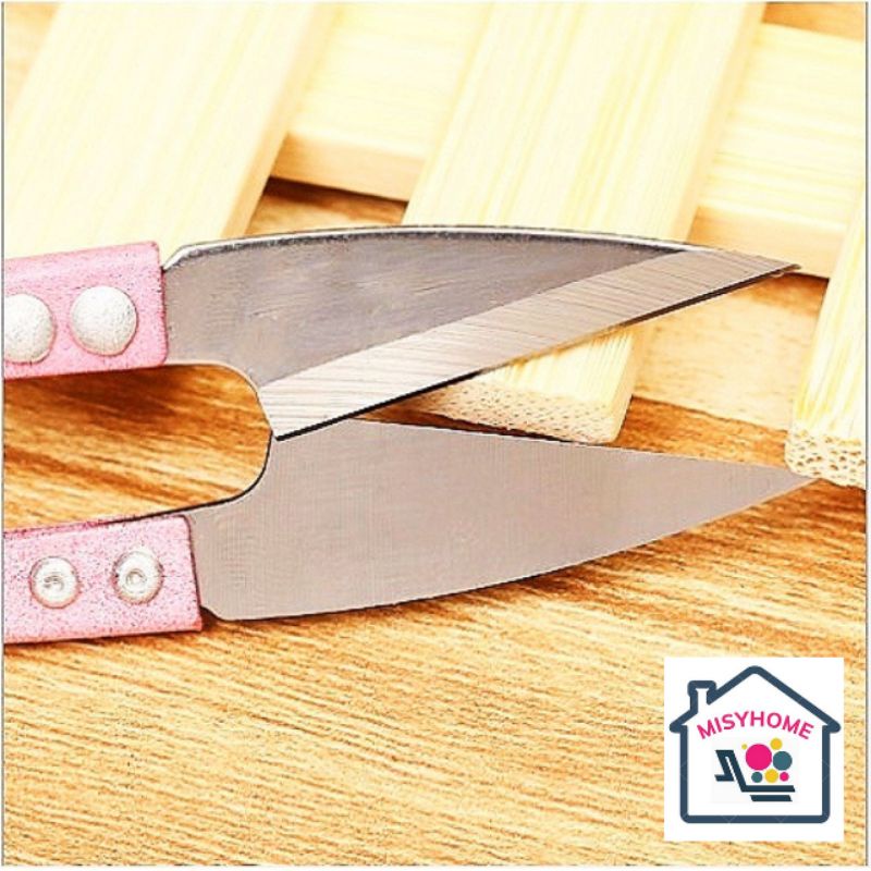 Kéo bấm cắt chỉ len viền vải thừa giấy văn phòng gia đình mini mũi nhọn bỏ túi bằng thép pin sắc bén nhiều màu Misyhome
