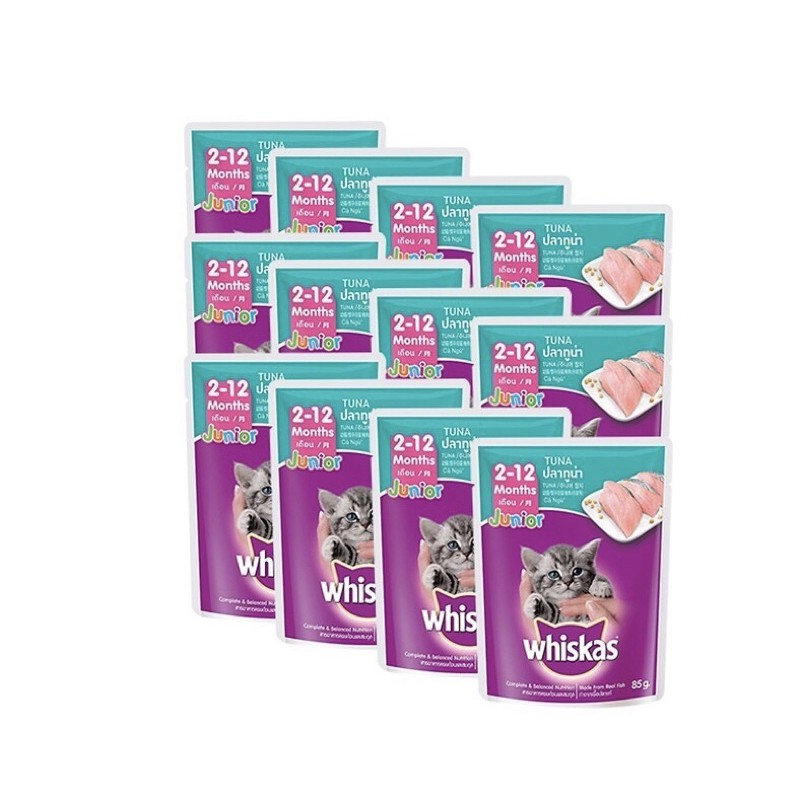 Pate Whiskas Junior cho mèo con Vị Cá Ngừ -Cá Thu gói 85g