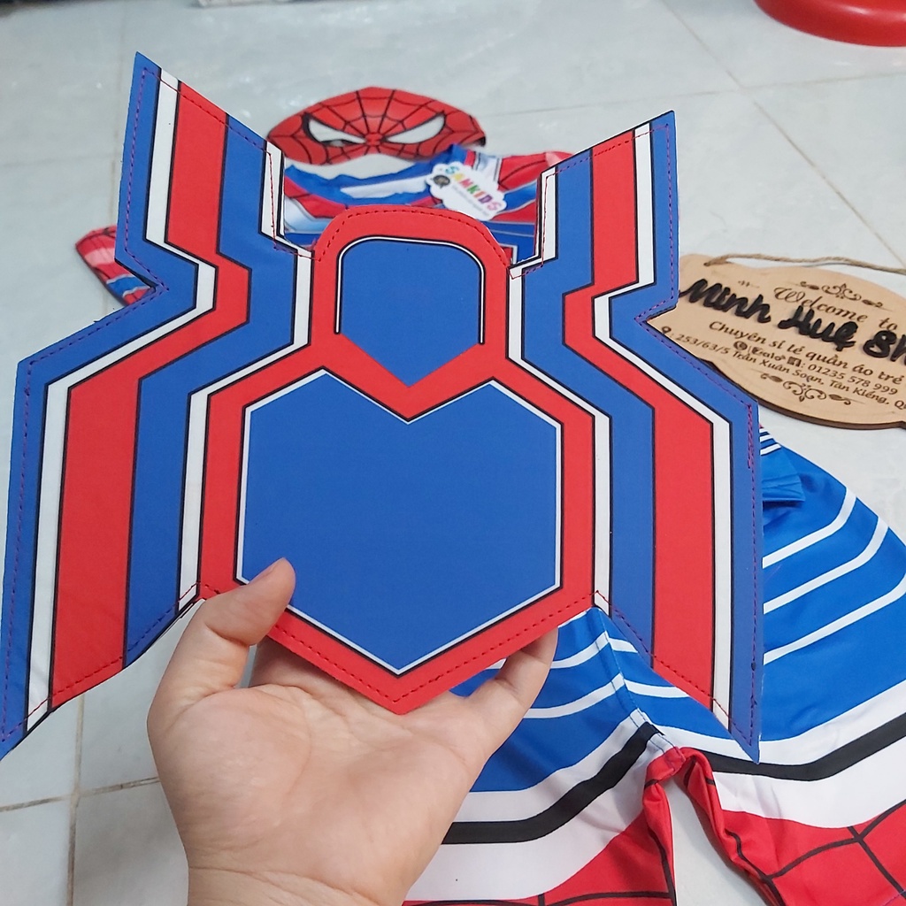 [Hàng mới về] Bộ quần áo thời trang trẻ em Người nhện kèm tặng khiên và mặt nạ - Hàng SamKids