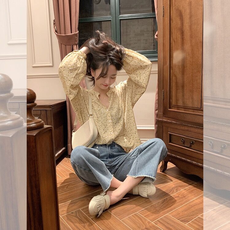 Áo sơ mi tay dài in hoa thời trang Fr45669