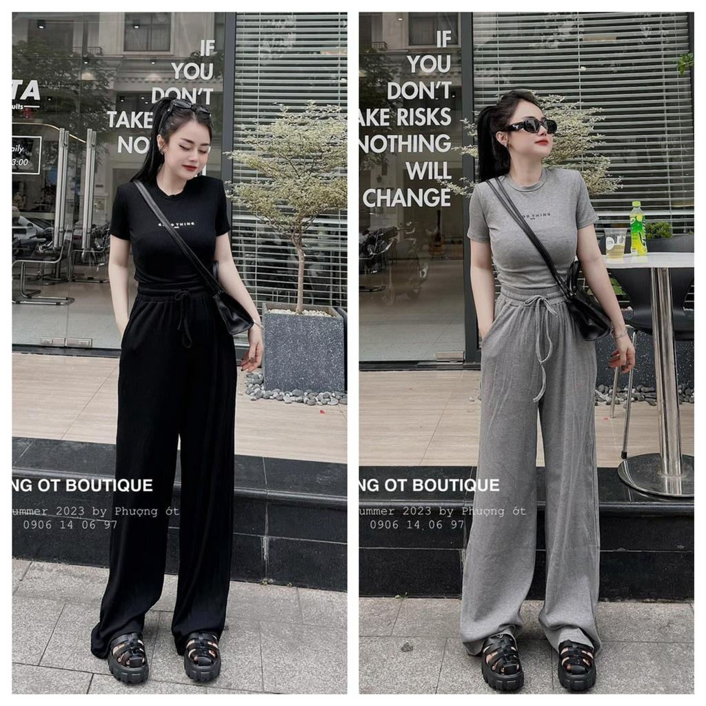 Set bộ chất thun gân in chữ cá tính , năng động mặc đi chơi thoải mái hút mắt