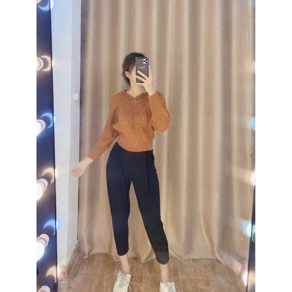 áo len cánh dơi nữ cổ tim tay dài chất len vặn thừng dày dặn siêu ấm lên dáng siêu điệu đà | BigBuy360 - bigbuy360.vn