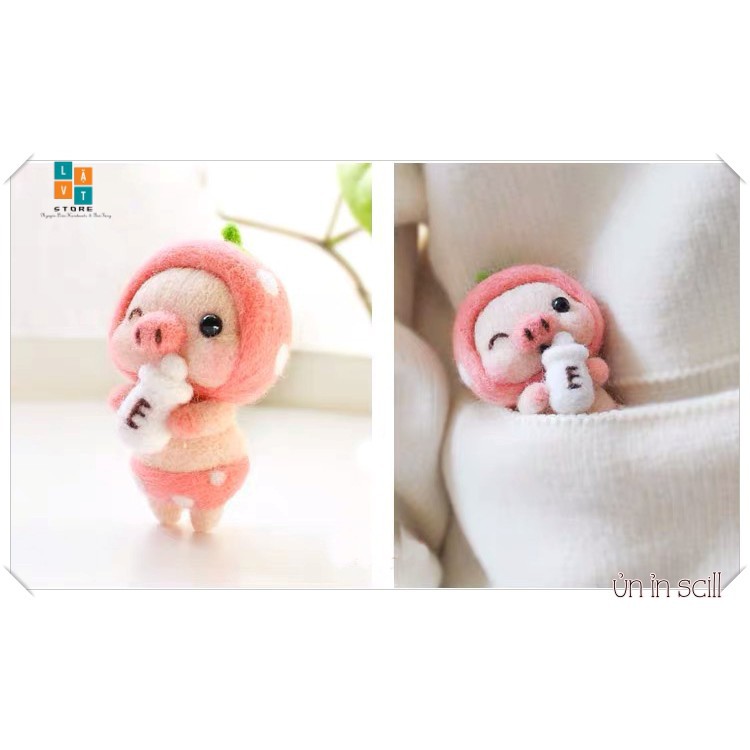 [FREESHIP TỪ 50K] KIT LEN CHỌC ỦN ỈN SCILL - Needle Felting Pig - Handmade, Quà Tặng, DIYS