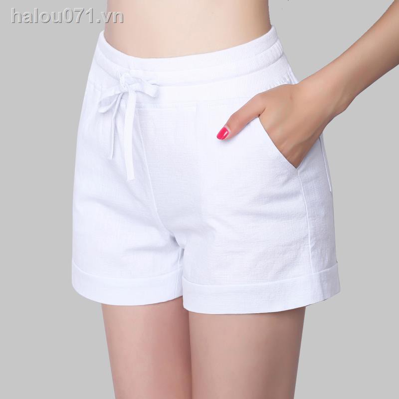 Quần Short Cotton Linen Ống Rộng Thời Trang Cho Nữ