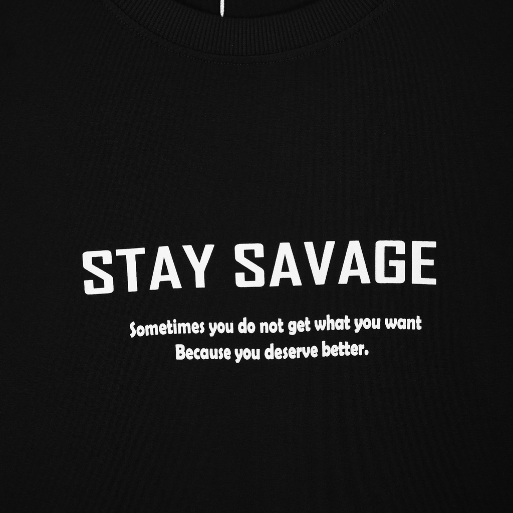 Áo thun Unisex KAWSTEE tay lỡ nam nữ form rộng oversize áo phông in hình Stay SAVAGE cá tính | BigBuy360 - bigbuy360.vn