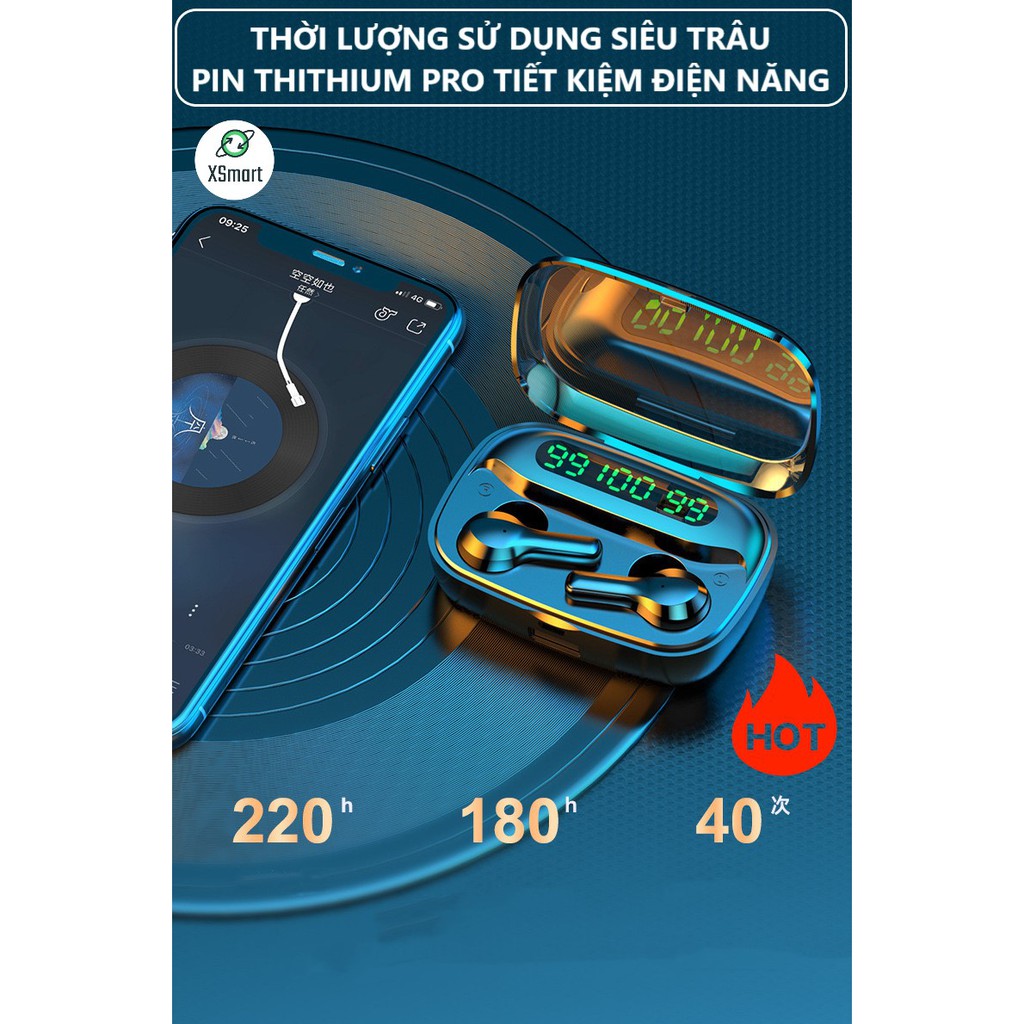 Tai nghe bluetooth không dây phiên bản mới TWS R3 PREMIUM cho điện thoại, máy tính bảng, có màn hình led, chống ồn