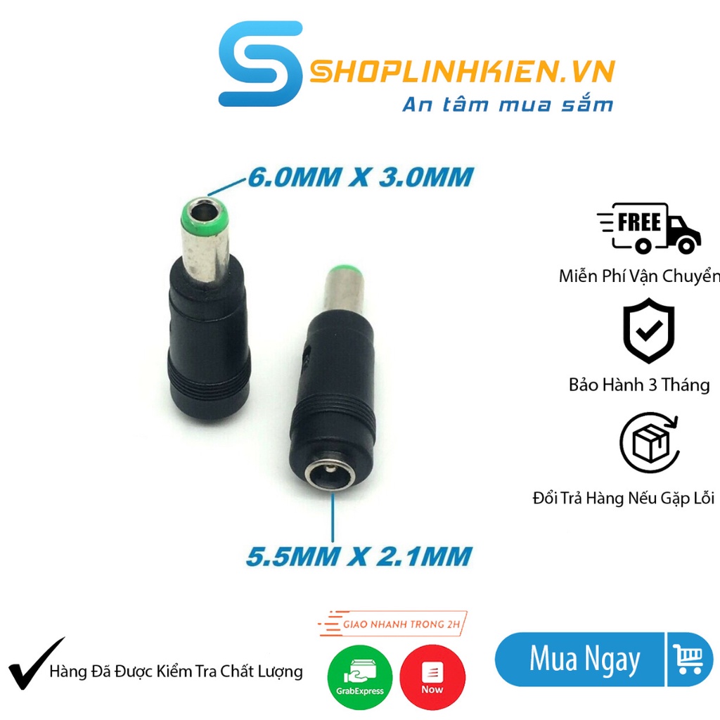 Jack tròn di chuyển chân 5.5*2.1mm sang 6.0*3.0mm 6.3*3.0mm🍀 Giắc chuyển nguồn 6.0-ShopLinhKienM2M
