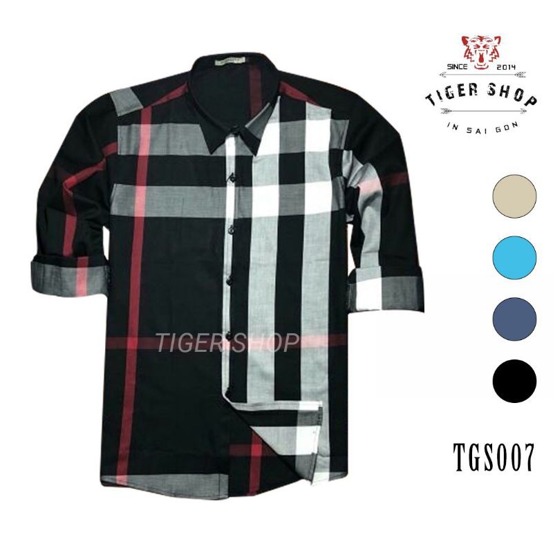 Áo sơ mi nam dài tay sọc caro vải mềm mịn đẹp tigershop Tgs003