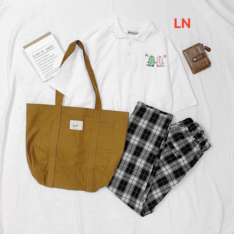 Set áo polo và quần caro