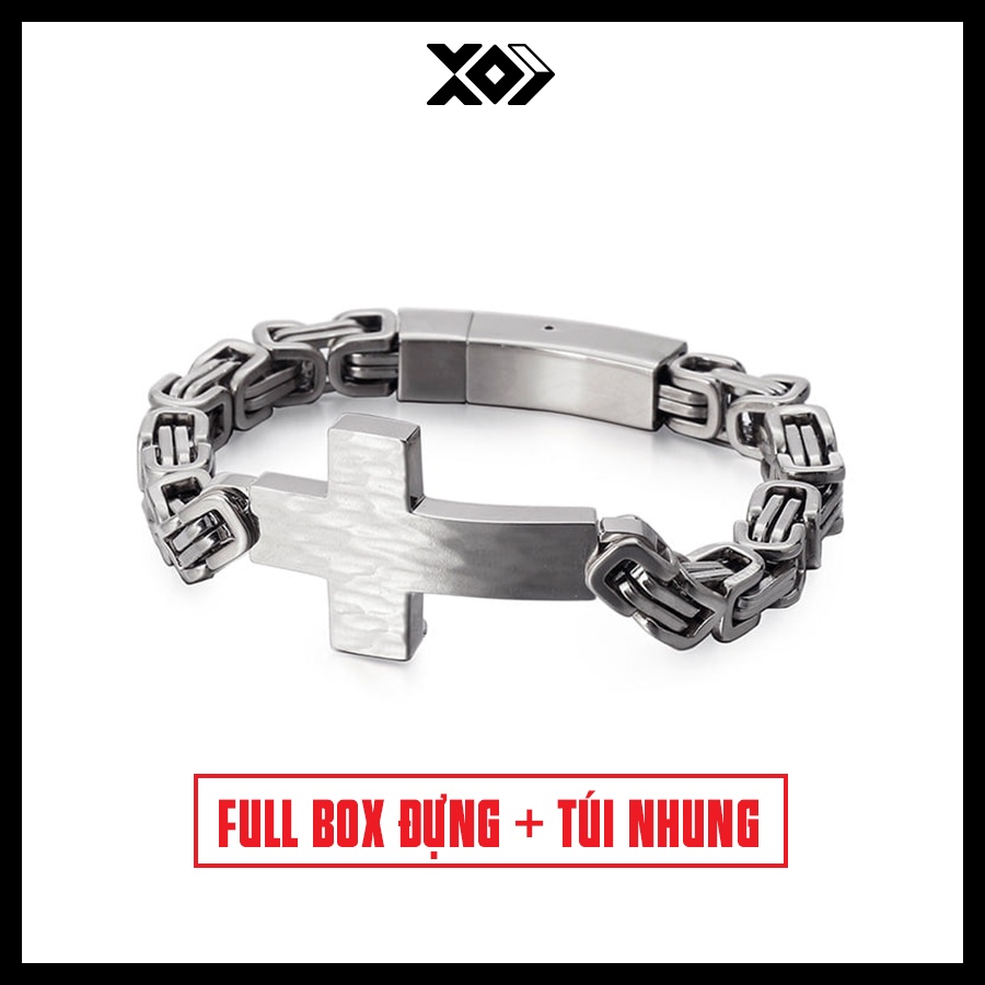 Vòng Tay Nam Titan Cao Cấp Chữ Thập Chất Ngầu - Lắc Tay Thép Không Gỉ Cá Tính StreetStyle Hiphop Phong Cách Âu Mỹ