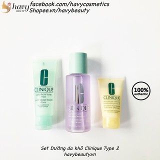 Set dưỡng da khô Clinique 3 Step Intro Kit Skin Type 2