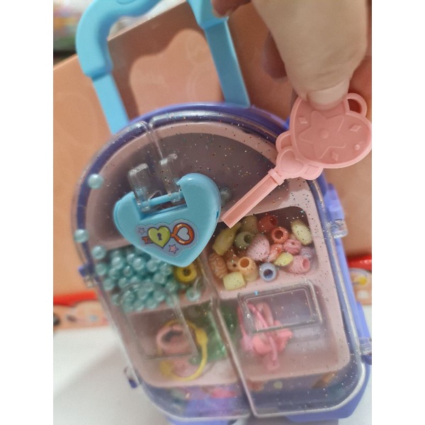 Vali xâu hạt chuỗi, vòng tay DIY kiêm túi đeo có chìa và ổ khóa xinh, size 21cm.