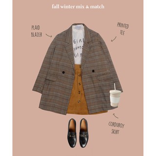 BLEUBIRD Áo khoác Plaid Blazer