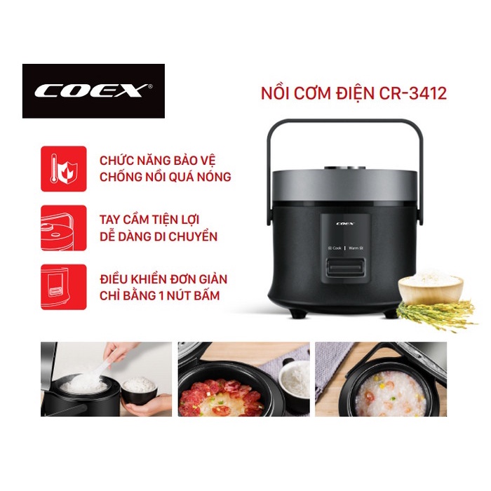 Nồi cơm điện cơ 0.8L Coex CR-3412