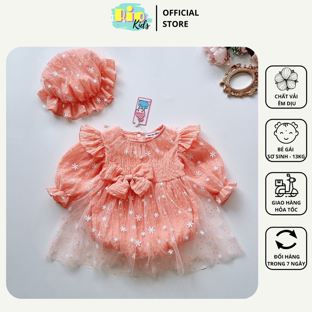 Body váy công chúa thiết kế cho bé gái sơ sinh-13 đi chơi, tiệc thôi nôi đầy tháng - Riokids BD37