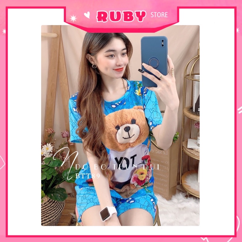 Đồ bộ nữ mặc nhà chất thun mịn mát ❤️ Set đùi hoạt hình Free Size ❤️ Rubystorevn BTT89