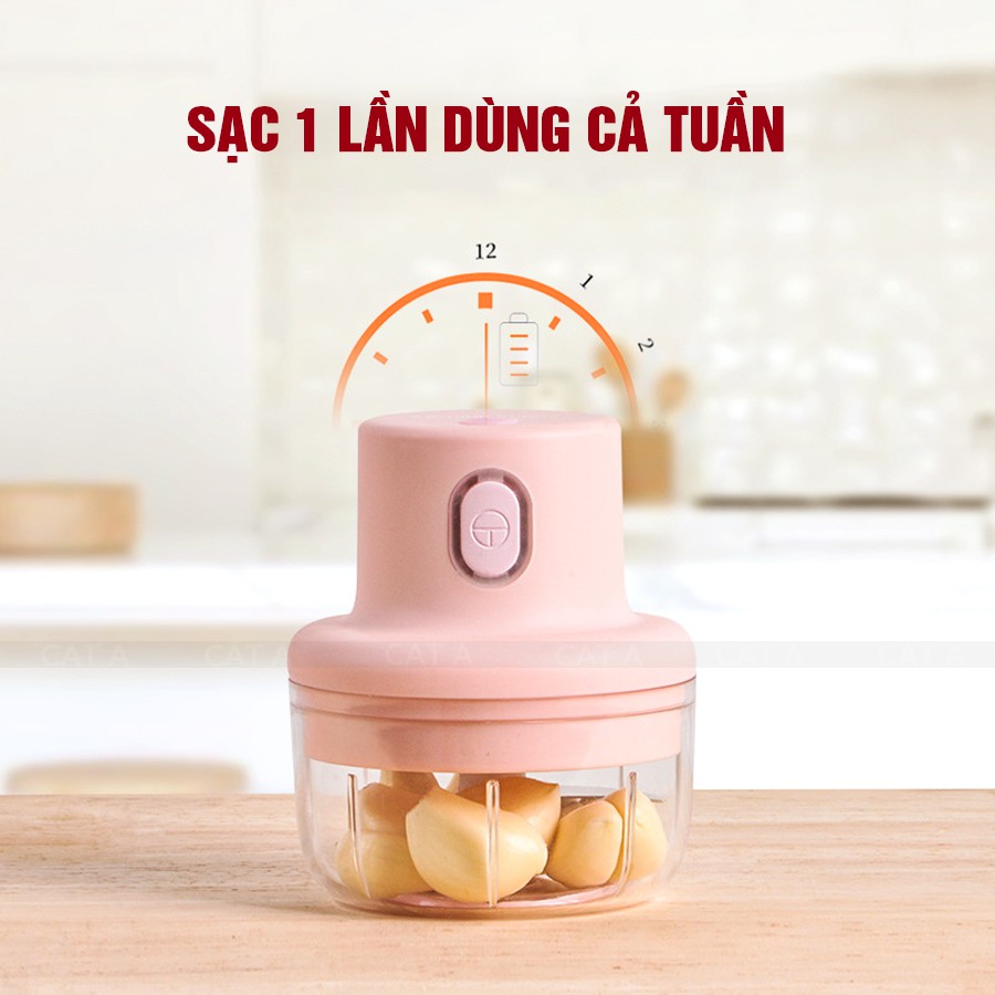 [RẺ VÔ ĐỊCH] Máy Xay Tỏi Ớt Mini Sạc điện USB- Dung tích 250ML, 3 lưỡi, công suất 45W- Nhỏ gọn, tiện ích, chất lượng !