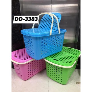 Giỏ nhựa có nắp đặy 2 quai xách-Giỏ đựng đồ đa năng