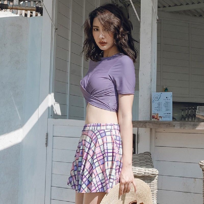 Bộ Đồ Bơi Hai Mảnh Họa Tiết Sọc Caro Phong Cách Quyến Rũ Cho Nữ