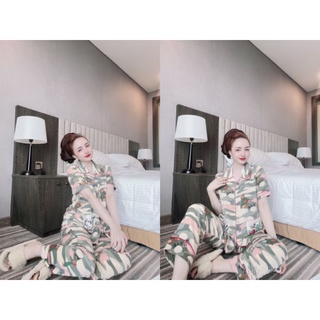 Bộ Pijama Cổ Sen 2 Lá - Lụa Mango Cao Cấp