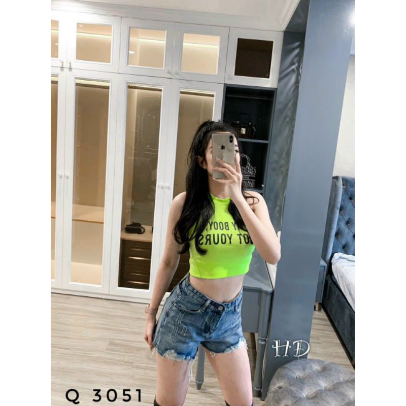 Lenkapas - Quần short jean in chữ túi sau sành điệu