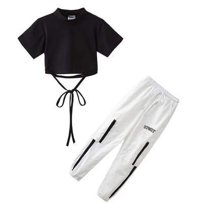 Áo Croptop nhảy Hiphop trẻ em | Áo Croptop dây cộc tay đen trơn
