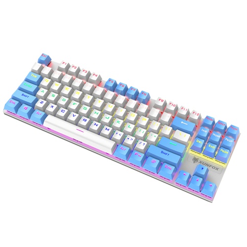Bàn phím cơ mini chuyên game Blue Switch nút vuông 87 phím XUNFOX K80