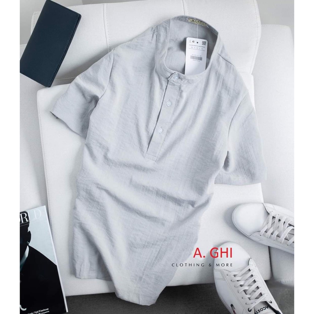 Áo Đũi Nam cổ tàu cộc tay chất đũi thái đẹp cao cấp FAVITI AD35 | BigBuy360 - bigbuy360.vn