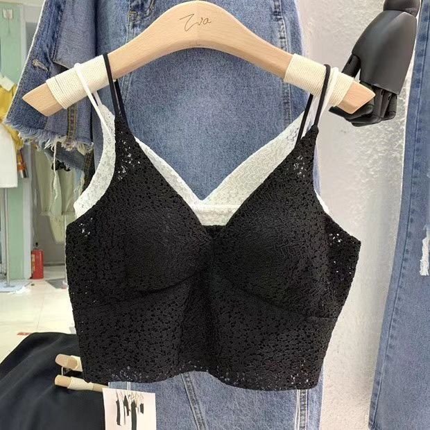 Áo bra hai dây ren hoa chun lưng sau co giãn có đệm mút mềm mại
