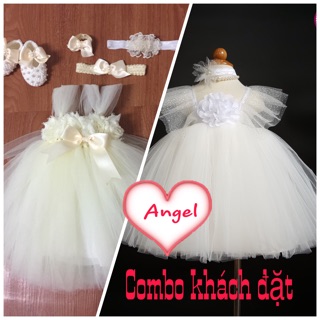 Combo 2 set váy khách đặt cho bé đầy tháng và thôi nôi