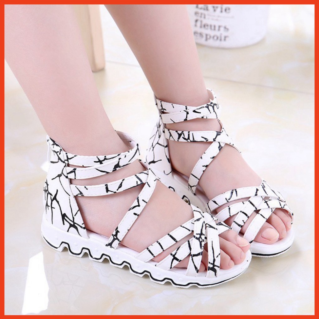 Giày Sandal chiến binh bé gái cao cổ phong cách Hàn Quốc chất da PU siêu mềm êm chân ! (969)