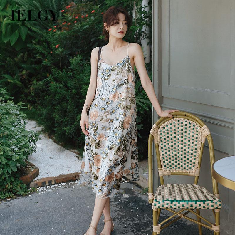 Đầm không tay Họa Tiết Hoa Retro Thời Trang Quyến Rũ