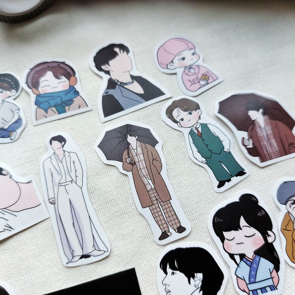 Sticker BTS V chibi trang trí sổ laptop điện thoại