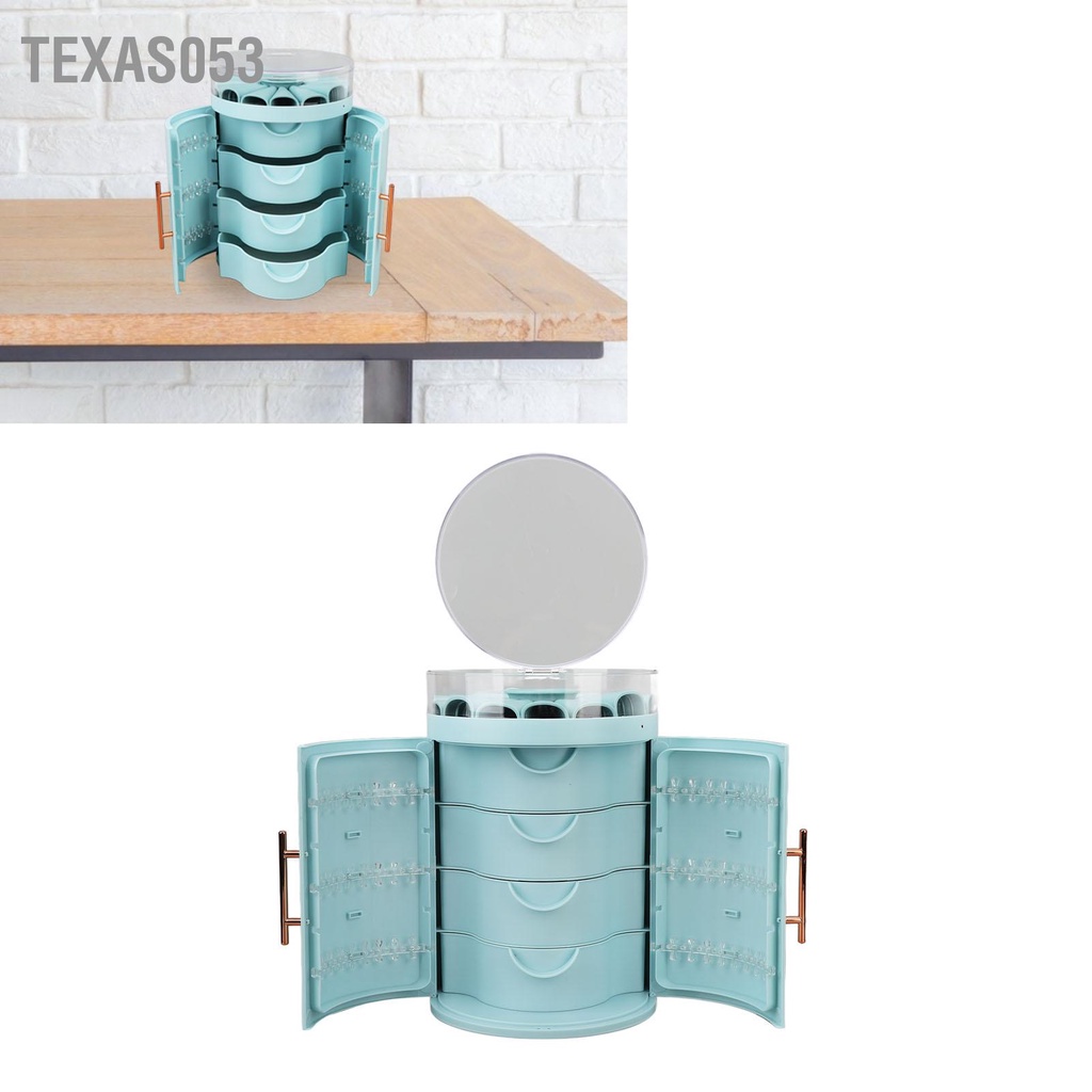 Texas053 Ngăn kéo Hộp đựng đồ trang sức Cửa đôi 5 lớp có dung tích lớn với nắp trong cho vòng đeo cổ