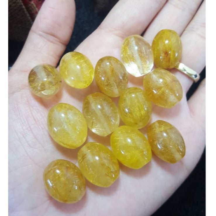 Vòng tay đá tóc vàng khóa bấm cao cấp