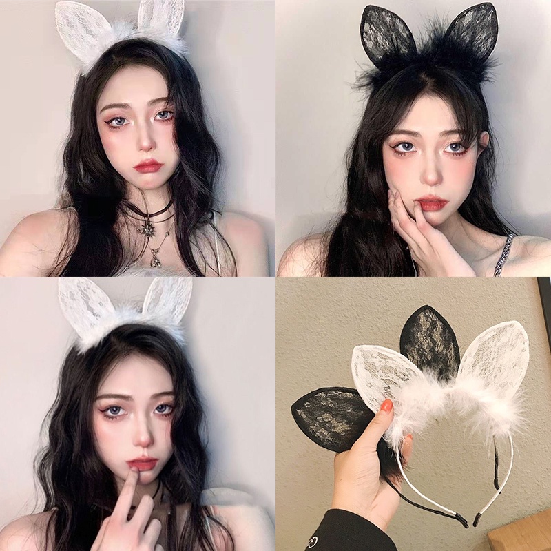 Băng đô ren đính nơ xinh xắn phong cách Hàn Quốc cho nữ