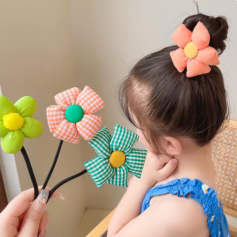 Kẹp Tóc Đuôi Ngựa Đính Hoa Dễ Thương Cho Bé Gái