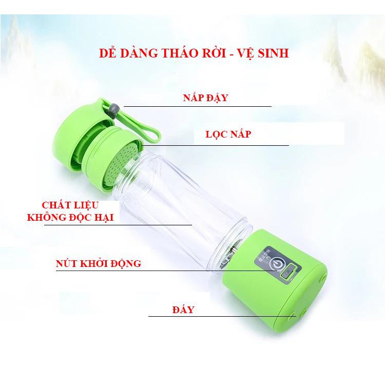 Máy xay sinh tố tích điện cầm tay - Máy xay sinh tố mini 2in1