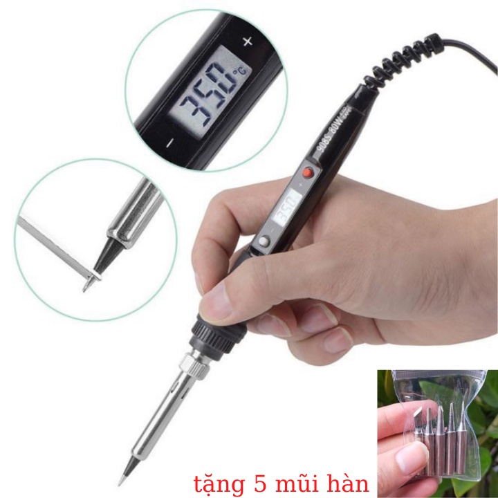 Mỏ hàn điều chỉnh nhiệt độ có màn hình LCD hiển thị 908S 80W