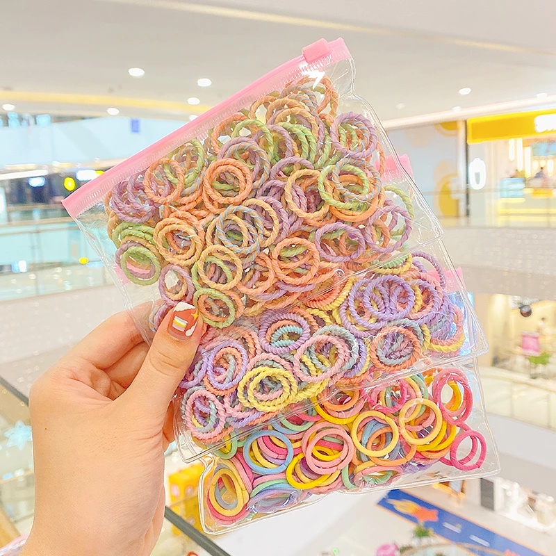 Bộ 100 Dây Thun Cột Tóc Nhiều Màu Sắc Thời Trang Dành Cho Nữ