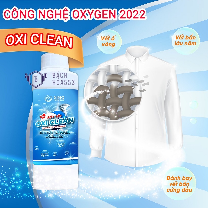 Bột tẩy vết bẩn đa năng Oxi Clean Home Ximo 350g - Tẩy vết bẩn, nấm mốc, ố vàng, khử khuẩn an toàn