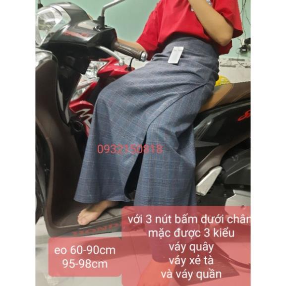 Váy chống nắng xẻ tà chuyên ngồi sau xe 1 lớp, 2 lớp vải jean, kaki đa dạng