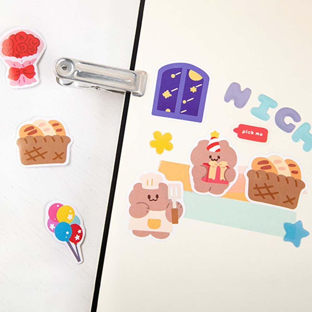 Miếng Dán Trang Trí Sổ Tay Hình Gấu Ăn Vặt Dễ Thương