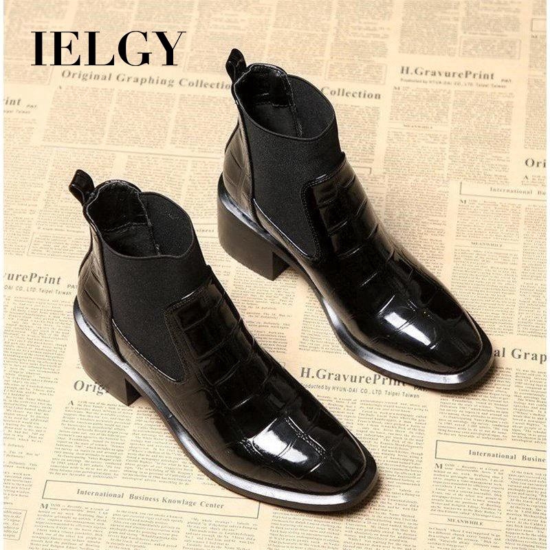 IELGY Giày Bốt martin Da Bóng Đế Dày Mềm Mại Thời Trang Cá Tính Cho Nữ