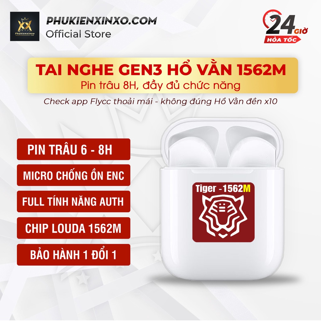 Tiger 1562m/u - Tai Nghe Bluetooth Tws Gen 2 Hổ 1562m - Pin 8h - Đầy Đủ Chức Năng | Phụ Kiện Điện Thoại Xịn Xò