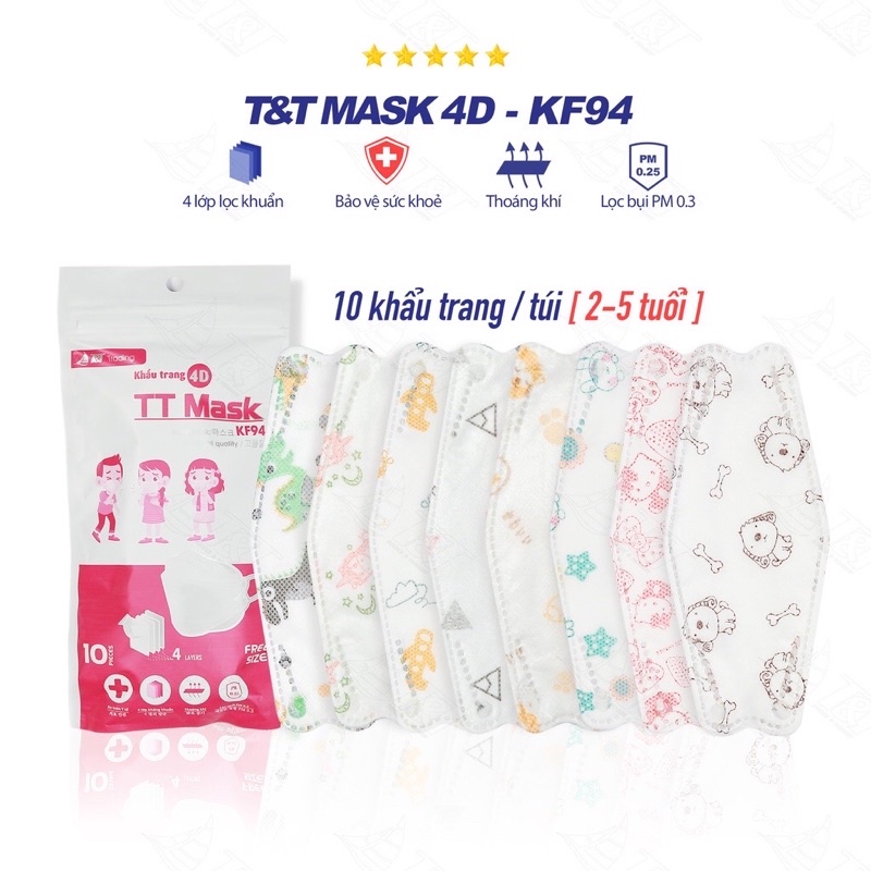 [XẢ] COMBO 10 CHIẾC KHẨU TRANG 4D CHO BÉ