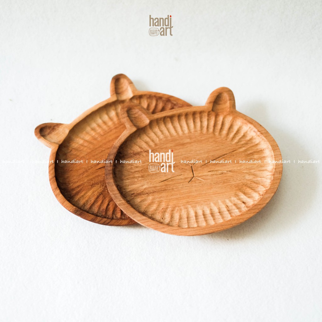 Khay gỗ hình mặt con mèo