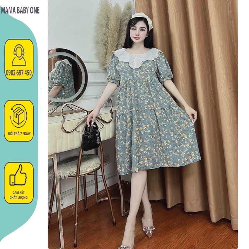 VÁY BẦU CÔNG SỞ THIẾT KẾ CỔ REN - ĐẦM BẦU MÙA HÈ HOA NHÍ, TIỂU THƯ XINH XẮN. FRRE SIZE 45-70KG CHO MẸ BẦU THOẢI MÁI.