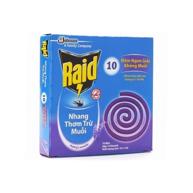 Nhang trừ muỗi Raid hộp 120g 10 khoanh