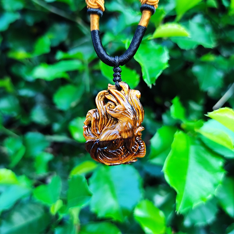 Dây chuyền hồ ly chúa thủng tiger eyes nâu vàng hợp mệnh kim thổ trợ duyên may mắn - Tuệ Lâm